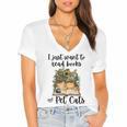 I Just Want To Read Books And Pet Cats Cat Lover Women's Jersey Short Sleeve Deep V-Neck Tshirt I Just Want To Read Books And Pet Cats Cat Lover Women's Jersey Short Sleeve Deep V-Neck Tshirt