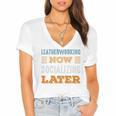 Leatherworking Now Minimal Socializing Introvert Vintage Women's Jersey Short Sleeve Deep V-Neck Tshirt