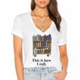 Librarian Book Return Cart This Is How I Roll Women's Jersey Short Sleeve Deep V-Neck Tshirt