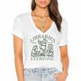 Libraries Are For Everyone Racoon Read Banned Book Librarian Women's Jersey Short Sleeve Deep V-Neck Tshirt Libraries Are For Everyone Racoon Read Banned Book Librarian Women's Jersey Short Sleeve Deep V-Neck Tshirt