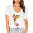 And Into The Library She Goes Book Lover Reading Bookworm Women's Jersey Short Sleeve Deep V-Neck Tshirt