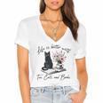 Life Better With 2 Cats Books Kitten Kitty Women Girls Kids Women's Jersey Short Sleeve Deep V-Neck Tshirt Life Better With 2 Cats Books Kitten Kitty Women Girls Kids Women's Jersey Short Sleeve Deep V-Neck Tshirt