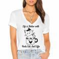 Life Is Better With Books Cats And Coffee Shirt Women's Jersey Short Sleeve Deep V-Neck Tshirt Life Is Better With Books Cats And Coffee Shirt Women's Jersey Short Sleeve Deep V-Neck Tshirt
