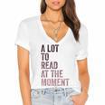A Lot To Read At The Moment Book Reader Retro Reading Women's Jersey Short Sleeve Deep V-Neck Tshirt A Lot To Read At The Moment Book Reader Retro Reading Women's Jersey Short Sleeve Deep V-Neck Tshirt