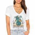 Magical Book Dragon Fantasy Reading Enthusiast Art Women's Jersey Short Sleeve Deep V-Neck Tshirt Magical Book Dragon Fantasy Reading Enthusiast Art Women's Jersey Short Sleeve Deep V-Neck Tshirt