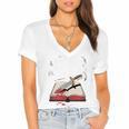 Murder Mystery And a Cup Of Tea Book Humor Women's Jersey Short Sleeve Deep V-Neck Tshirt Murder Mystery And a Cup Of Tea Book Humor Women's Jersey Short Sleeve Deep V-Neck Tshirt
