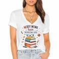 Nerdy Moms Raise Interesting Kids Books Science Women's Jersey Short Sleeve Deep V-Neck Tshirt