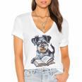 Nerdy Schnauzer Dog Book Lover Glasses Cute Pet For Men Women Kids Women's Jersey Short Sleeve Deep V-Neck Tshirt Nerdy Schnauzer Dog Book Lover Glasses Cute Pet For Men Women Kids Women's Jersey Short Sleeve Deep V-Neck Tshirt