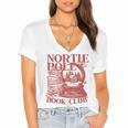 North Pole Book Club Christmas Women's Jersey Short Sleeve Deep V-Neck Tshirt North Pole Book Club Christmas Women's Jersey Short Sleeve Deep V-Neck Tshirt