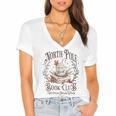 North Pole Readers Club Bookish Xmas Santa Book Reading Women's Jersey Short Sleeve Deep V-Neck Tshirt