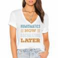 Numismatics Now Minimal Socializing Introvert Vintage Women's Jersey Short Sleeve Deep V-Neck Tshirt
