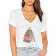 Oh What Fun It Is To Read Book Christmas Tree Premium Tri-Blend Women's Jersey Short Sleeve Deep V-Neck Tshirt