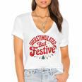 Overstimulated But Festive – Christmas Introvert Humor Women's Jersey Short Sleeve Deep V-Neck Tshirt Overstimulated But Festive – Christmas Introvert Humor Women's Jersey Short Sleeve Deep V-Neck Tshirt