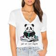 Panda Reading Chapter Books Women's Jersey Short Sleeve Deep V-Neck Tshirt Panda Reading Chapter Books Women's Jersey Short Sleeve Deep V-Neck Tshirt