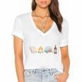 The Perfect Weekend Camping Essentials Wine Books Campfire Women's Jersey Short Sleeve Deep V-Neck Tshirt The Perfect Weekend Camping Essentials Wine Books Campfire Women's Jersey Short Sleeve Deep V-Neck Tshirt