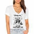 Raccoon Hang On Let Me Overthink This Introvert Women's Jersey Short Sleeve Deep V-Neck Tshirt