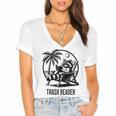 Raccoon Reading Books Summer Humor Trash Reader Women's Jersey Short Sleeve Deep V-Neck Tshirt Raccoon Reading Books Summer Humor Trash Reader Women's Jersey Short Sleeve Deep V-Neck Tshirt