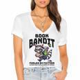 Racoon-Bookworm-Book Bandit-Fueled By Fiction Women's Jersey Short Sleeve Deep V-Neck Tshirt Racoon-Bookworm-Book Bandit-Fueled By Fiction Women's Jersey Short Sleeve Deep V-Neck Tshirt