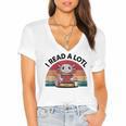 I Read Alotl Axolotl Retro Reading Books Lover Vintage Women's Jersey Short Sleeve Deep V-Neck Tshirt