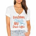 Read Book And Drink Coffee Book Club Reading Women's Jersey Short Sleeve Deep V-Neck Tshirt