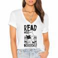 Read More Books Ghost Halloween Reading Teacher Literacy Women's Jersey Short Sleeve Deep V-Neck Tshirt Read More Books Ghost Halloween Reading Teacher Literacy Women's Jersey Short Sleeve Deep V-Neck Tshirt