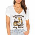 Read Books Be Kind Stay Weird Bookish Silly Goose Reading Women's Jersey Short Sleeve Deep V-Neck Tshirt