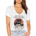 i Read Books And i Know Things Cat Reading Coffee Women's Jersey Short Sleeve Deep V-Neck Tshirt i Read Books And i Know Things Cat Reading Coffee Women's Jersey Short Sleeve Deep V-Neck Tshirt