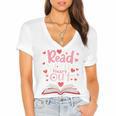 Read Your Heart Out Teacher Valentines Day Reading Book Love Premium Tri-Blend Women's Jersey Short Sleeve Deep V-Neck Tshirt