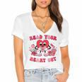 Read Your Heart Out Valentines Day Teachers Book Lovers Women's Jersey Short Sleeve Deep V-Neck Tshirt
