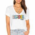 Reader I Am Bookworm Librarian I Heart Read Book Lover Women's Jersey Short Sleeve Deep V-Neck Tshirt
