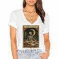 The Reader Tarot Card Book Lover Skeleton Art Goth Style Women's Jersey Short Sleeve Deep V-Neck Tshirt The Reader Tarot Card Book Lover Skeleton Art Goth Style Women's Jersey Short Sleeve Deep V-Neck Tshirt