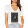 The Reader Tarot Card Mystic Dragon Book Magic Women's Jersey Short Sleeve Deep V-Neck Tshirt