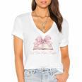 Reading Books Mom Mothers Day Coquette Pink Bow Book Lovers Women's Jersey Short Sleeve Deep V-Neck Tshirt Reading Books Mom Mothers Day Coquette Pink Bow Book Lovers Women's Jersey Short Sleeve Deep V-Neck Tshirt