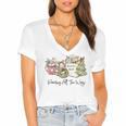 Reading All The Way Christmas Book Lover For Women And Teens Women's Jersey Short Sleeve Deep V-Neck Tshirt Reading All The Way Christmas Book Lover For Women And Teens Women's Jersey Short Sleeve Deep V-Neck Tshirt