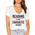 Reading Is My Favorite Sport Book Lover Quote Women's Jersey Short Sleeve Deep V-Neck Tshirt