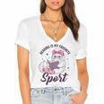 Reading Is My Favorite Sport Saying Cat And Book Lover Women's Jersey Short Sleeve Deep V-Neck Tshirt Reading Is My Favorite Sport Saying Cat And Book Lover Women's Jersey Short Sleeve Deep V-Neck Tshirt