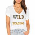 Reading Lover Apparel Wild About Reading Reading Books Women's Jersey Short Sleeve Deep V-Neck Tshirt
