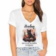 Reading Because Murder Is Wrong Books And Cats Book Lovers Women's Jersey Short Sleeve Deep V-Neck Tshirt