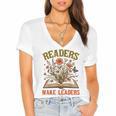 Reading Squad Book Lover Bookish Floral Readers Make Leaders Women's Jersey Short Sleeve Deep V-Neck Tshirt Reading Squad Book Lover Bookish Floral Readers Make Leaders Women's Jersey Short Sleeve Deep V-Neck Tshirt
