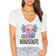Readsolotl Cute Axolotl Reading Book Kawaii Pink Aesthetic Women's Jersey Short Sleeve Deep V-Neck Tshirt Readsolotl Cute Axolotl Reading Book Kawaii Pink Aesthetic Women's Jersey Short Sleeve Deep V-Neck Tshirt