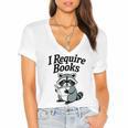 I Require Books Raccoon Reading For Book Lovers Women's Jersey Short Sleeve Deep V-Neck Tshirt I Require Books Raccoon Reading For Book Lovers Women's Jersey Short Sleeve Deep V-Neck Tshirt