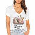 Retired 2025 A New Chapter Begins Retirement Teacher Book Women's Jersey Short Sleeve Deep V-Neck Tshirt