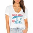 Retro Book Girl Summer Beach Vacation For Book Lover Women's Jersey Short Sleeve Deep V-Neck Tshirt Retro Book Girl Summer Beach Vacation For Book Lover Women's Jersey Short Sleeve Deep V-Neck Tshirt