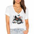 Retro Cute Cat Floral Book Librarian Vintage Floral Cat Book Women's Jersey Short Sleeve Deep V-Neck Tshirt Retro Cute Cat Floral Book Librarian Vintage Floral Cat Book Women's Jersey Short Sleeve Deep V-Neck Tshirt