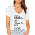 Retro Gym Book Lover Read Books Lift Heavy Pet Dogs Women's Jersey Short Sleeve Deep V-Neck Tshirt Retro Gym Book Lover Read Books Lift Heavy Pet Dogs Women's Jersey Short Sleeve Deep V-Neck Tshirt