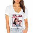 Retro Vampire Book Cover Style Stay Hydrated Halloween Women's Jersey Short Sleeve Deep V-Neck Tshirt