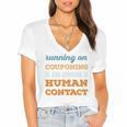 Running On Couponing Social Introvert Humor Vintage Women's Jersey Short Sleeve Deep V-Neck Tshirt