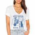 Sarcastic Anti Social Book Club Cat Skull Book Lover Women's Jersey Short Sleeve Deep V-Neck Tshirt Sarcastic Anti Social Book Club Cat Skull Book Lover Women's Jersey Short Sleeve Deep V-Neck Tshirt