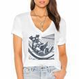 Schnauzer Hammock Reading Book Schnauzer Glasses Women's Jersey Short Sleeve Deep V-Neck Tshirt