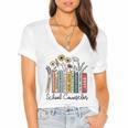 School Counselor Wildflower Book School Counseling Life Women's Jersey Short Sleeve Deep V-Neck Tshirt